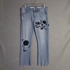 Pilcro And The Letterpress Womens Hyphen Floral Embroidered Denim Jeans Size 27